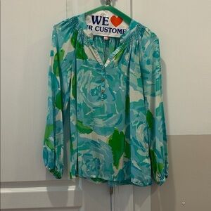 Lilly Pulitzer Blue and green silk Elsa Top, first impressions